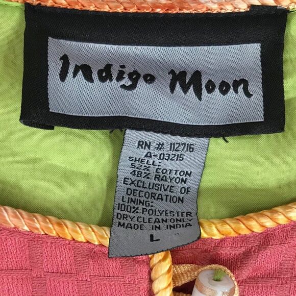 Vintage 90s Indigo Moon Pink Embroidered Butterfly Bohemian Oversized Jacket / L - Picture 6 of 6